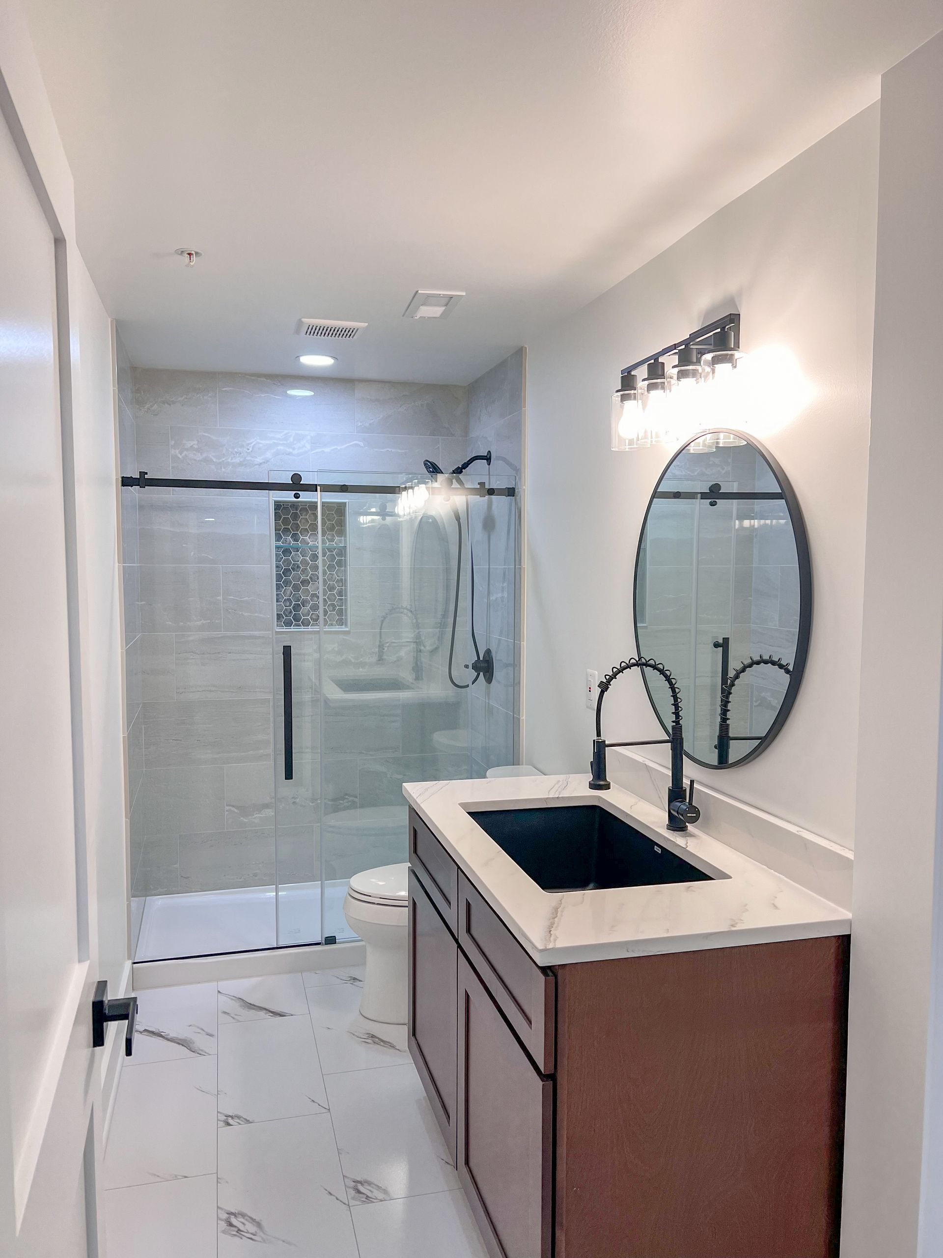 Full Basement Bathroom Addition and Finishing in Owings Mills MD.