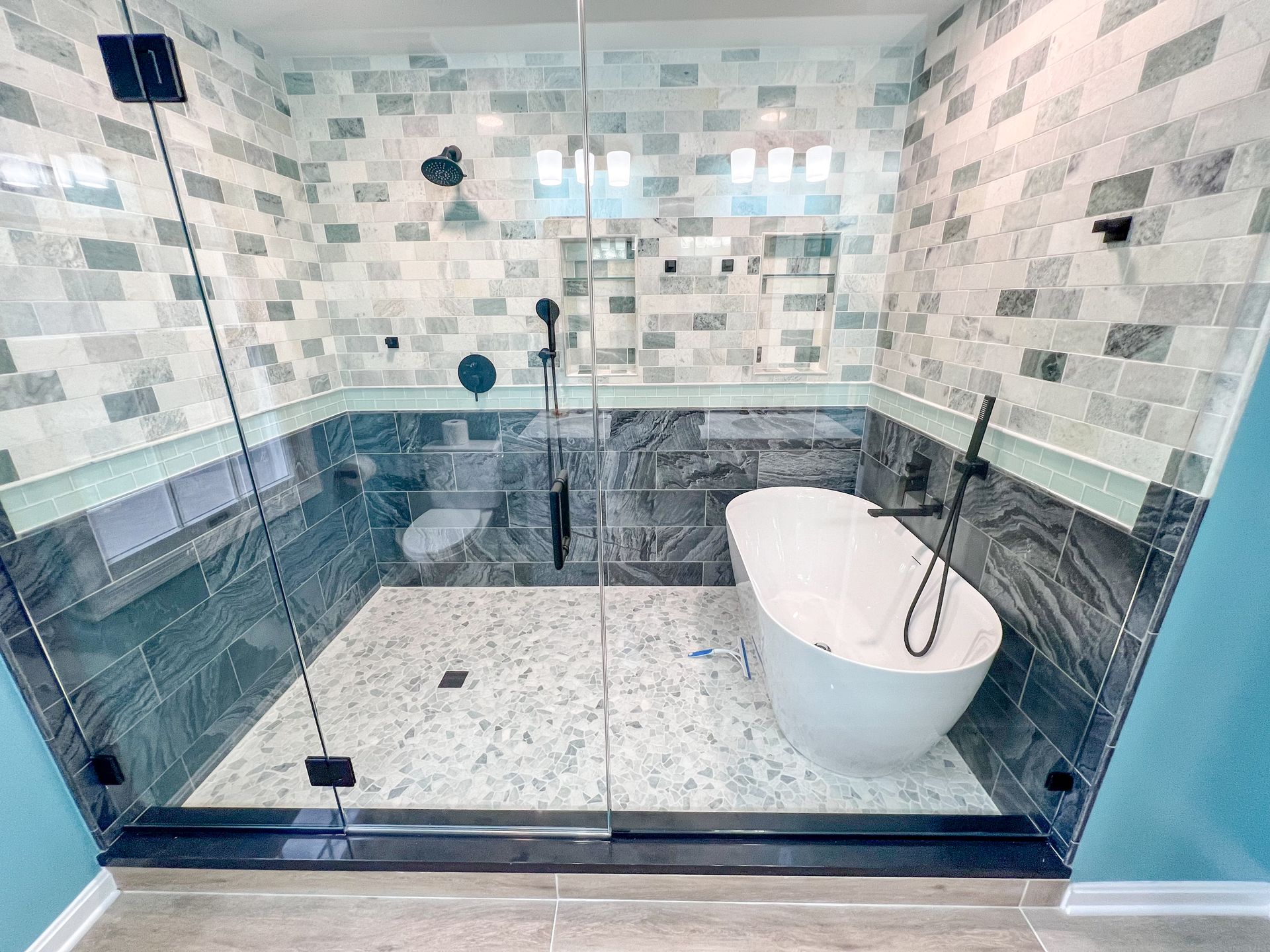 New Bathroom Flooring Replacement in Ellicott City MD. Tile Installation.