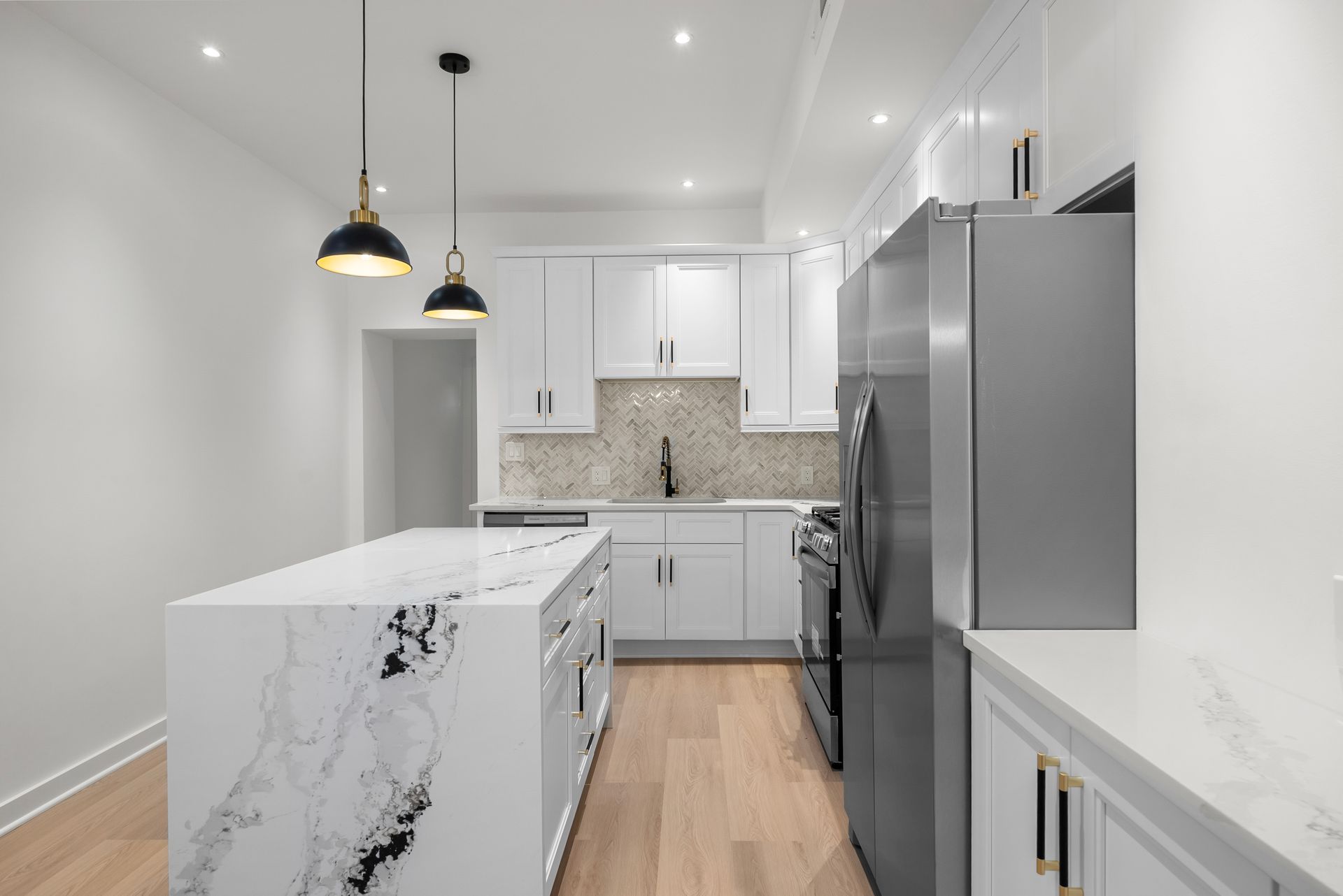 High-end materials and finishes used in a whole-house renovation.