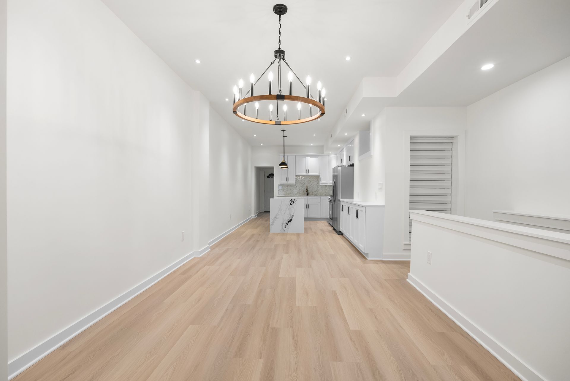 Freshly painted home interior with upgraded modern fixtures.