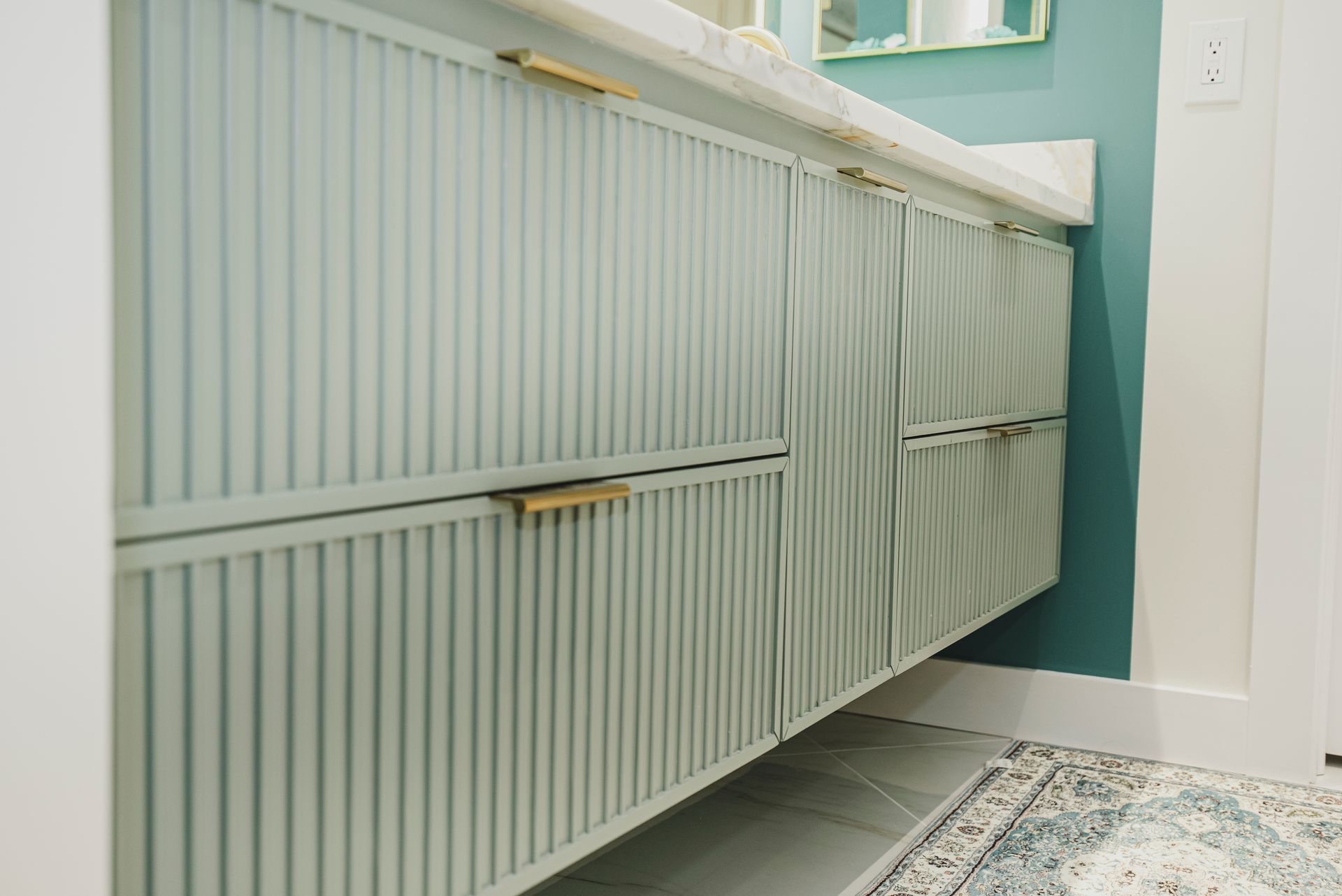 Master bathroom framing and subfloor preparation for radiant heat and steam shower.