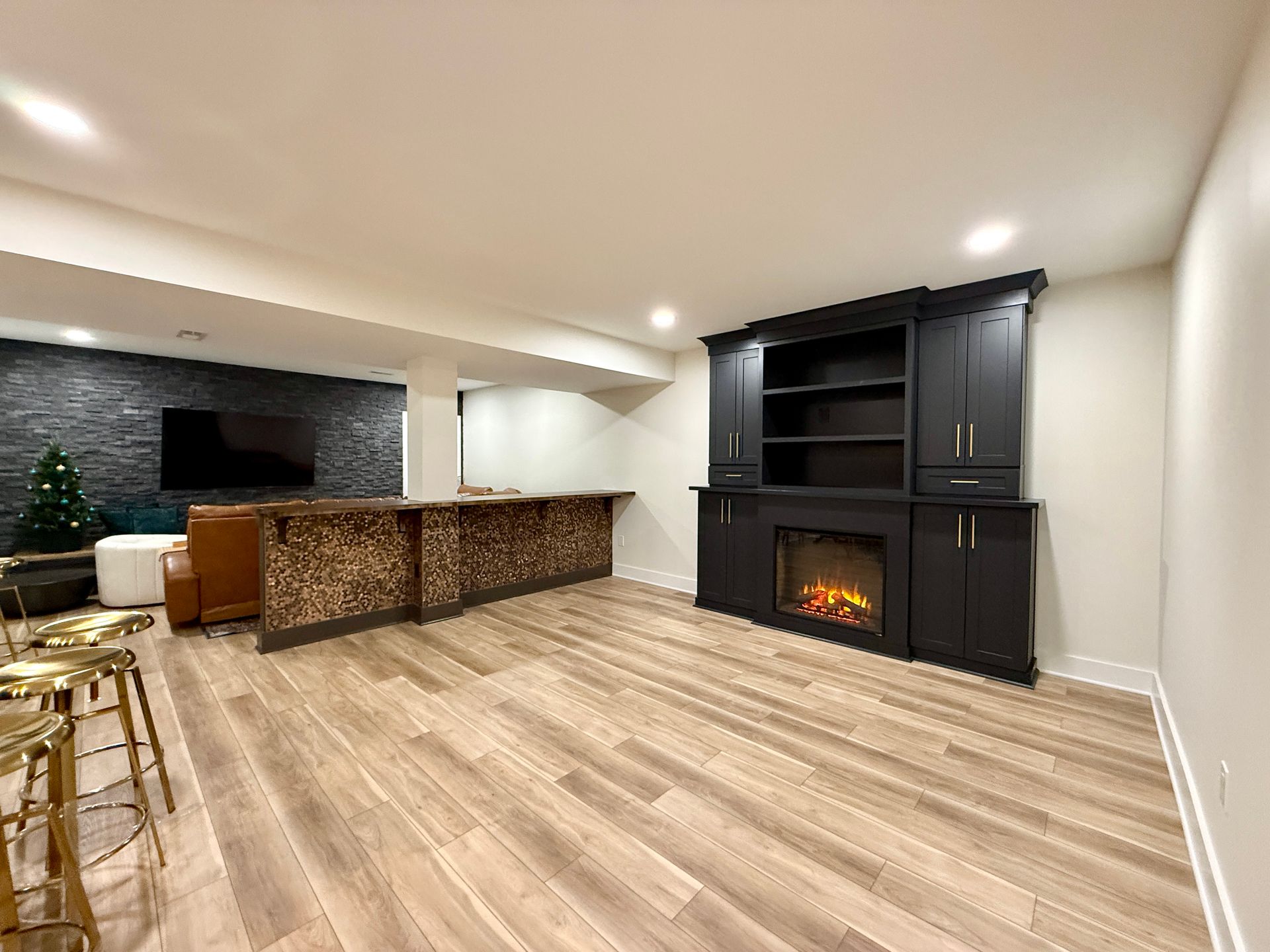 Custom cabinetry and millwork for Maryland basement renovations.