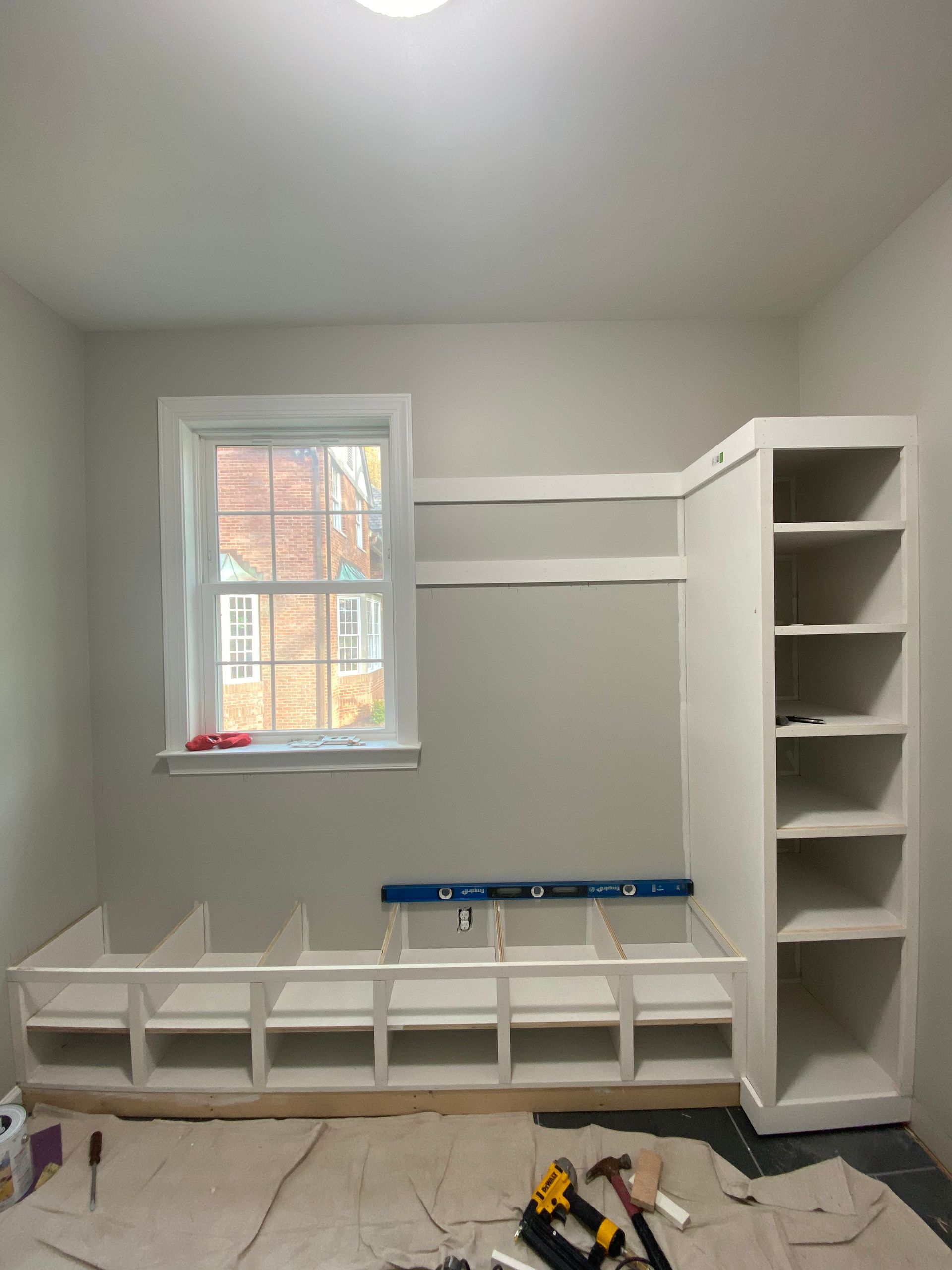 Built-in Entryway Cabinetry and Shelving Installation Ellicott City MD.