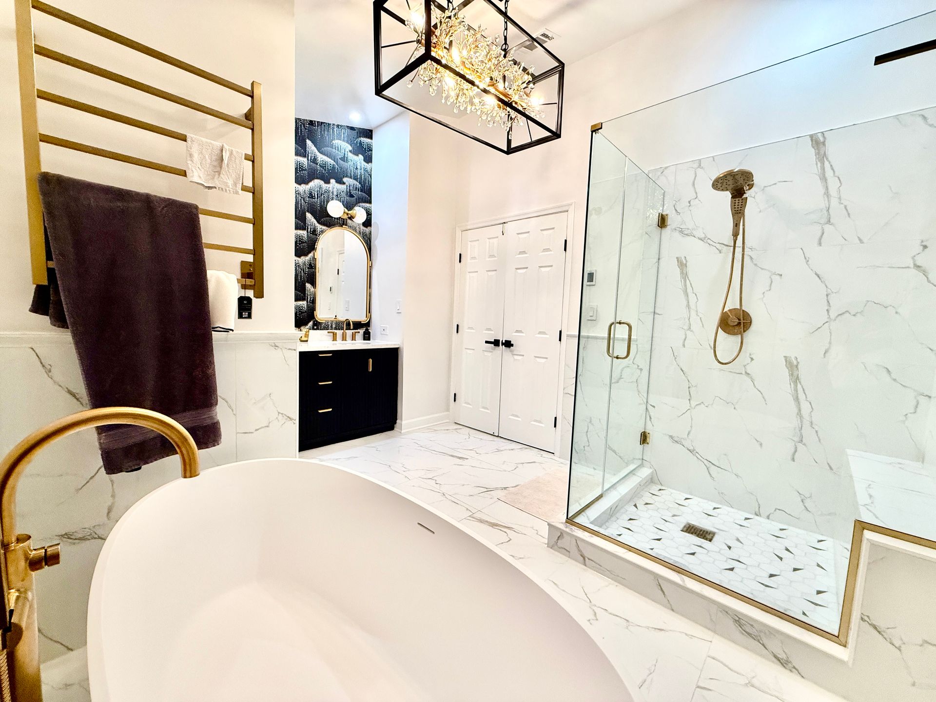 Replacing and Upgrading Master Bathroom Tile and Stone Finishes Owings Mills MD.