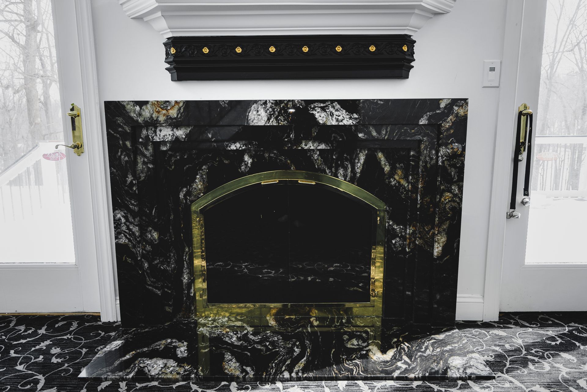 High-end staircase upgrade featuring polished railings and professional carpet runner installation.