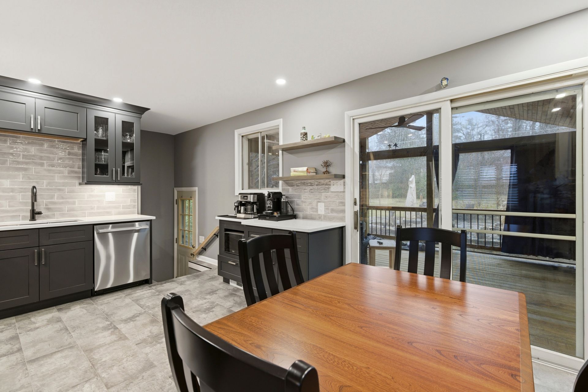 Bright LED recessed lighting installed to replace outdated ceiling fixtures.