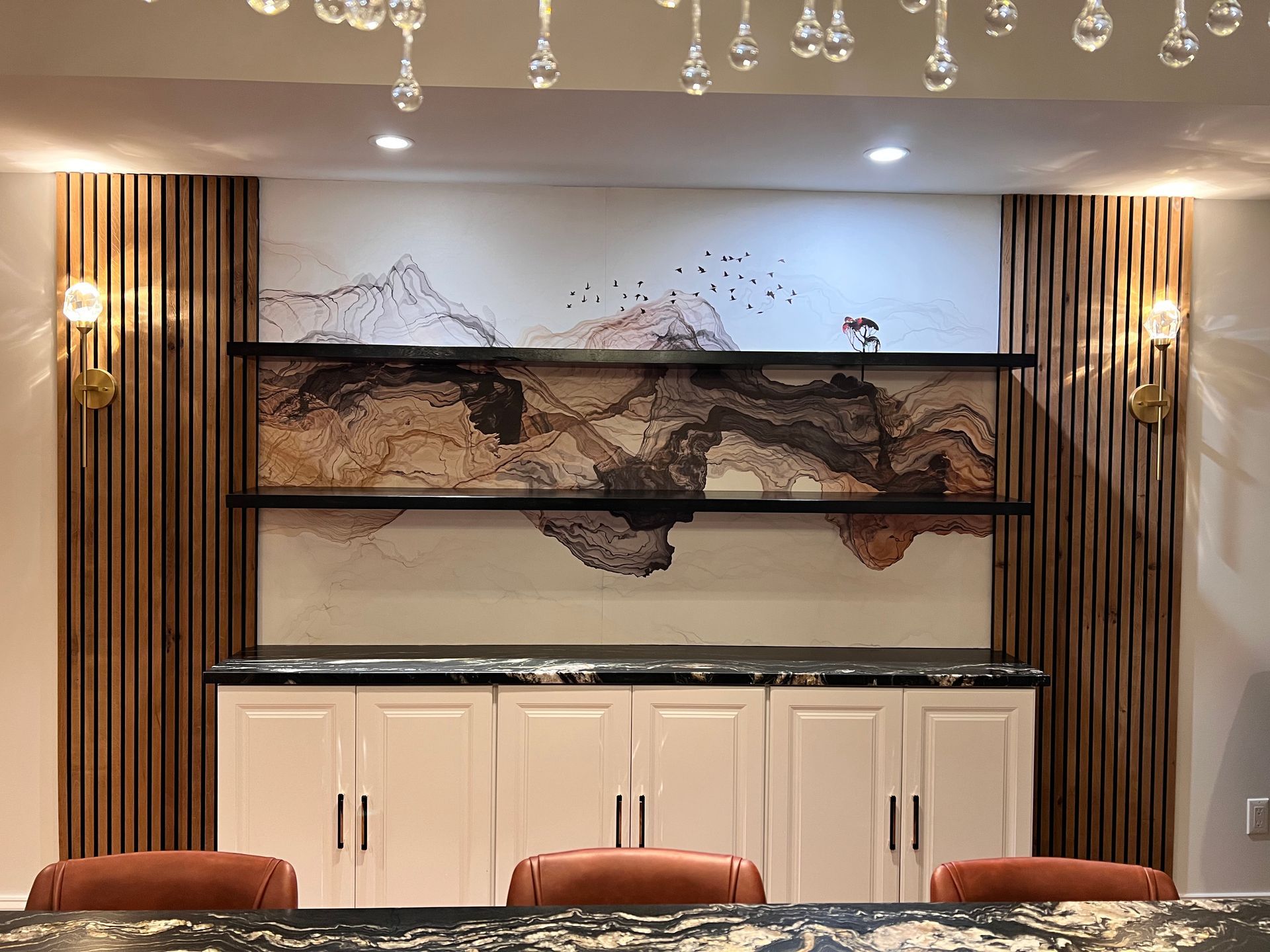 A paneled accent wall in Fallston, MD home.