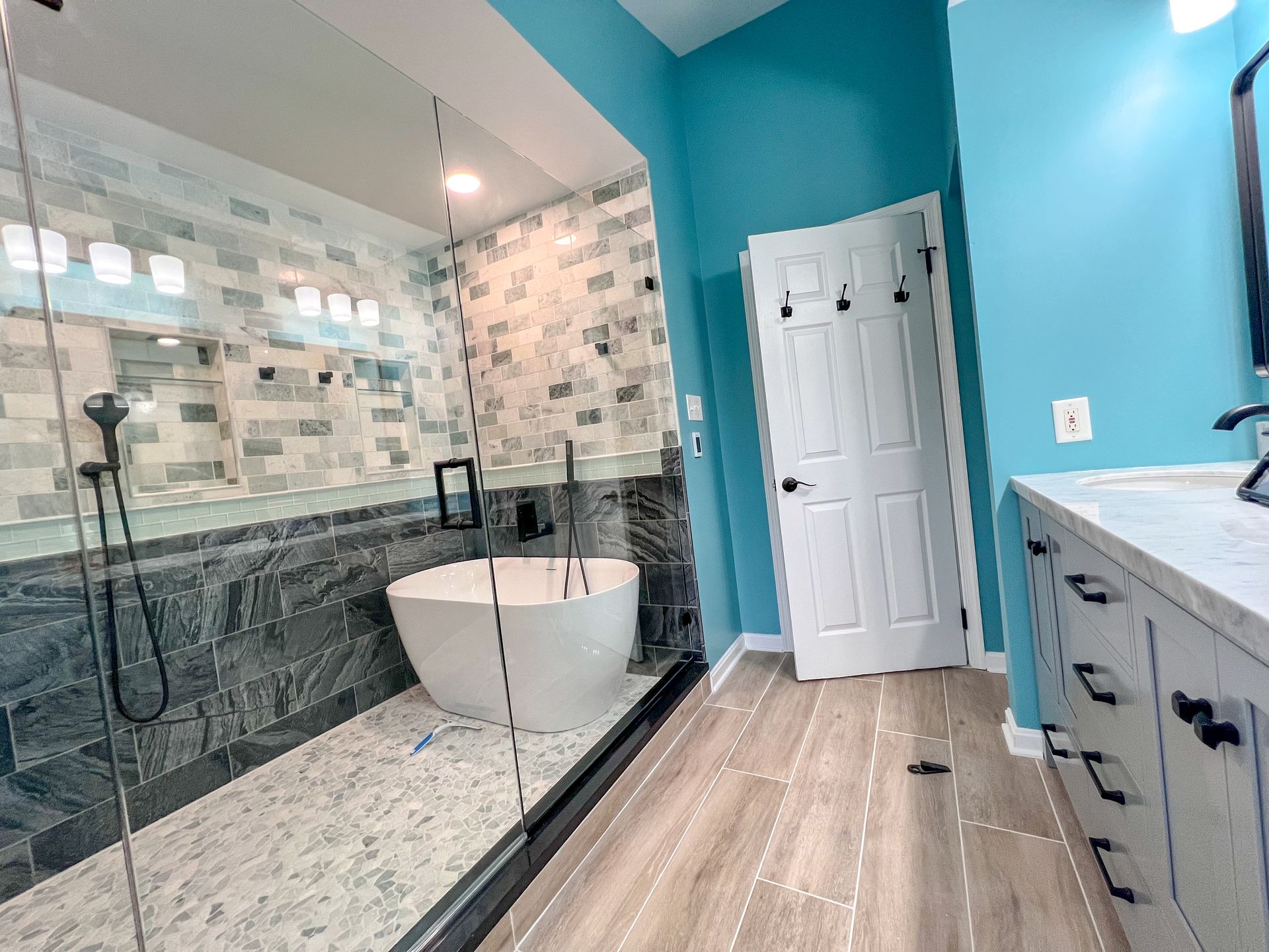 Tub Replacement and Walk-In Shower Installation in Ellicott City MD.