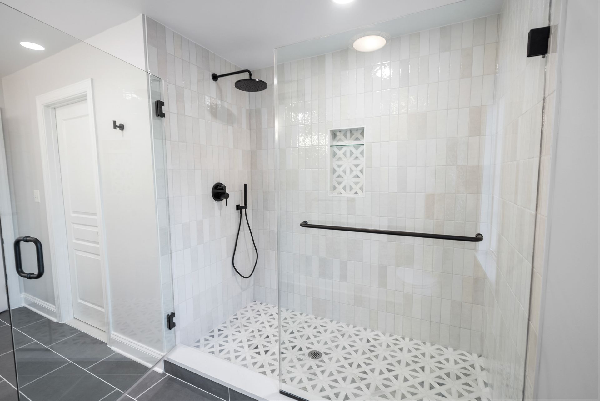 Premium matte black rain showerhead and handheld wand fixtures