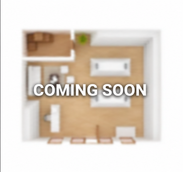 Blurred top-down floor plan with “COMING SOON” text over a modern room layout