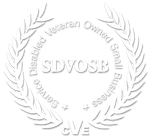 a white laurel wreath with the words disabled veteran owned small business written inside of it .