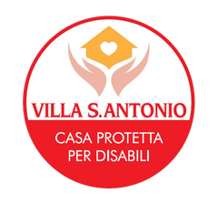 Logo con mani che sorreggono l'icona di una casa contenente un cuore, sopra la scritta