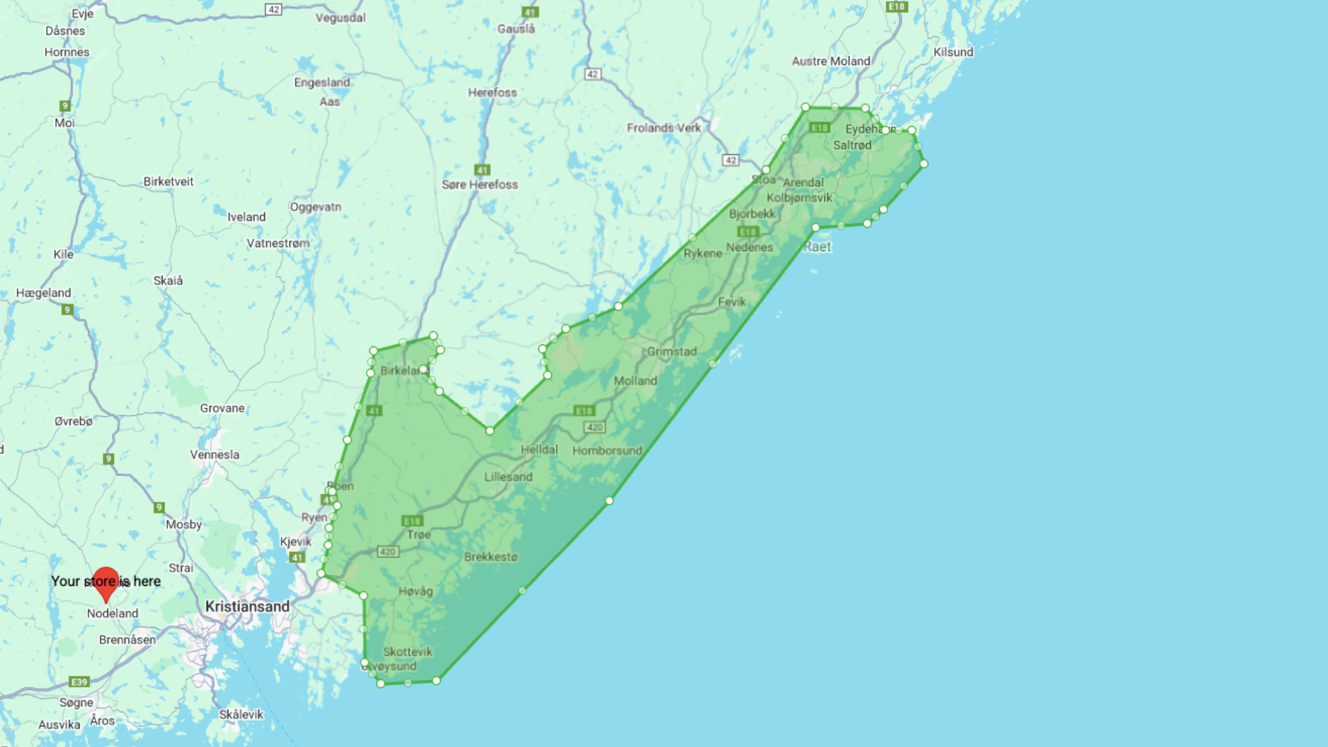 Øst for Kristiansand