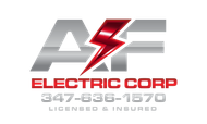 AF Electric Corp logo with red lightning bolt, company name, phone number, and “Licensed & Insured” text