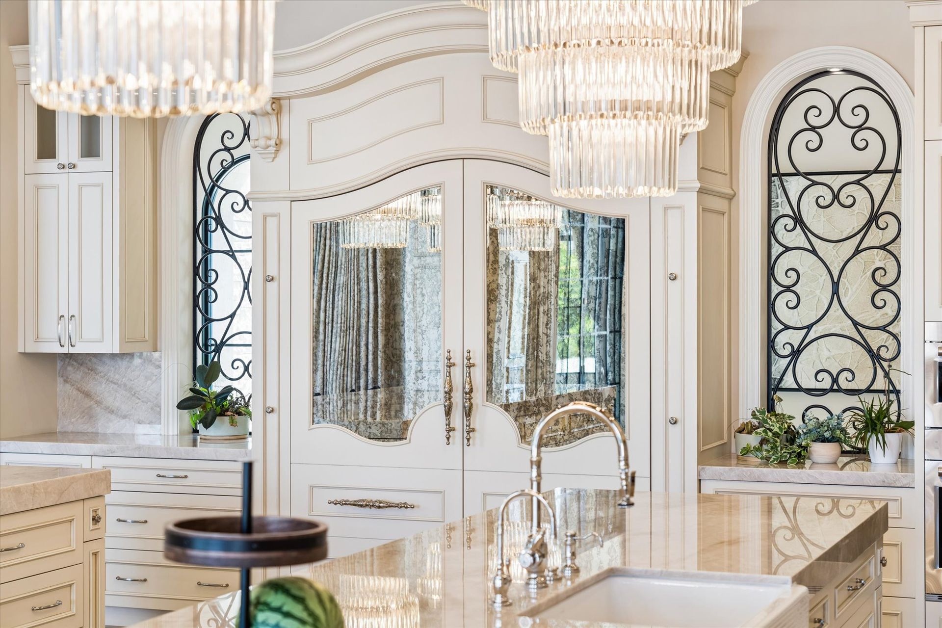 Custom armoire hidden fridge by Fratantoni Interior Designers