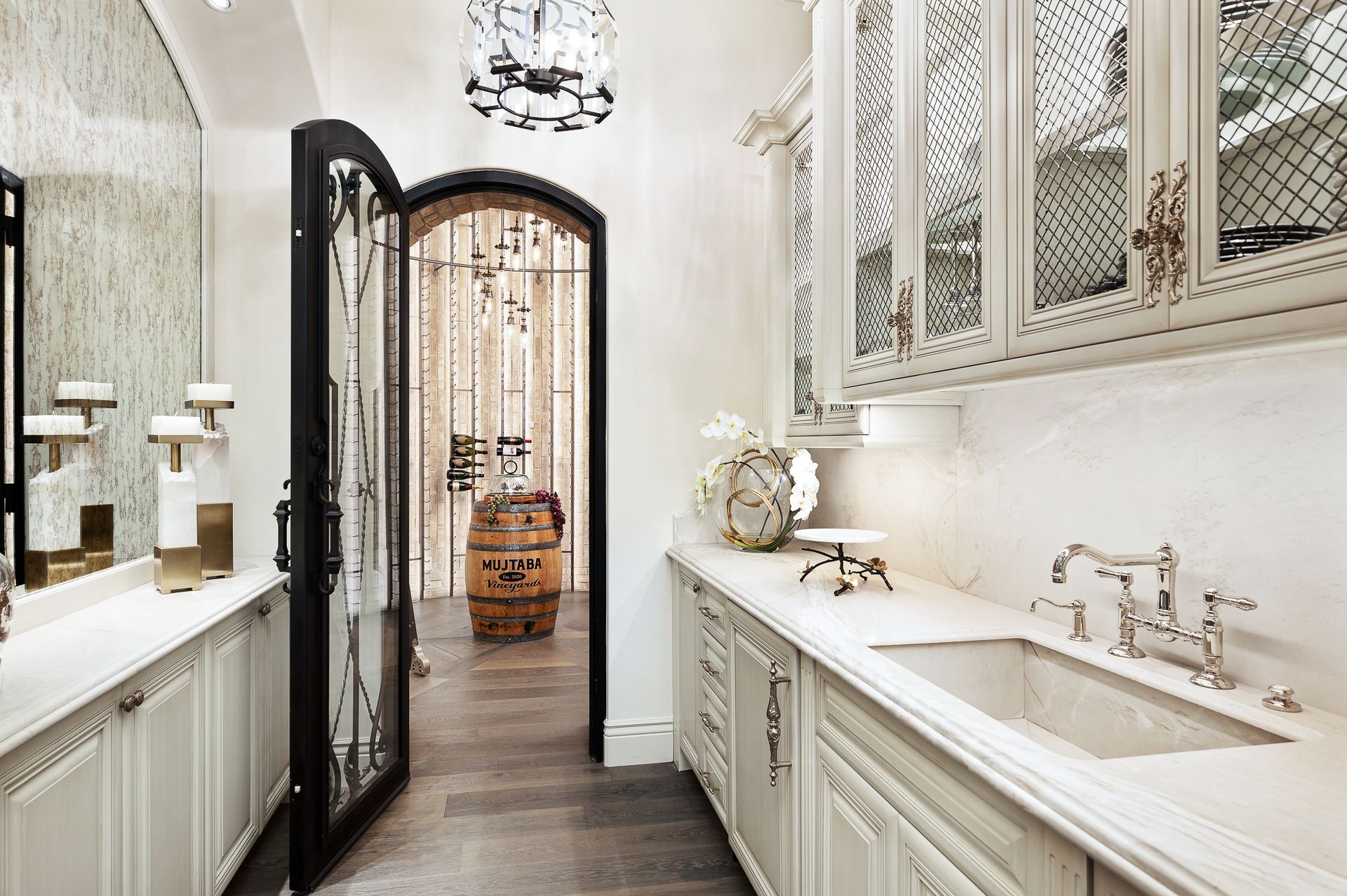 Luxury prep kitchen with custom cabinetry