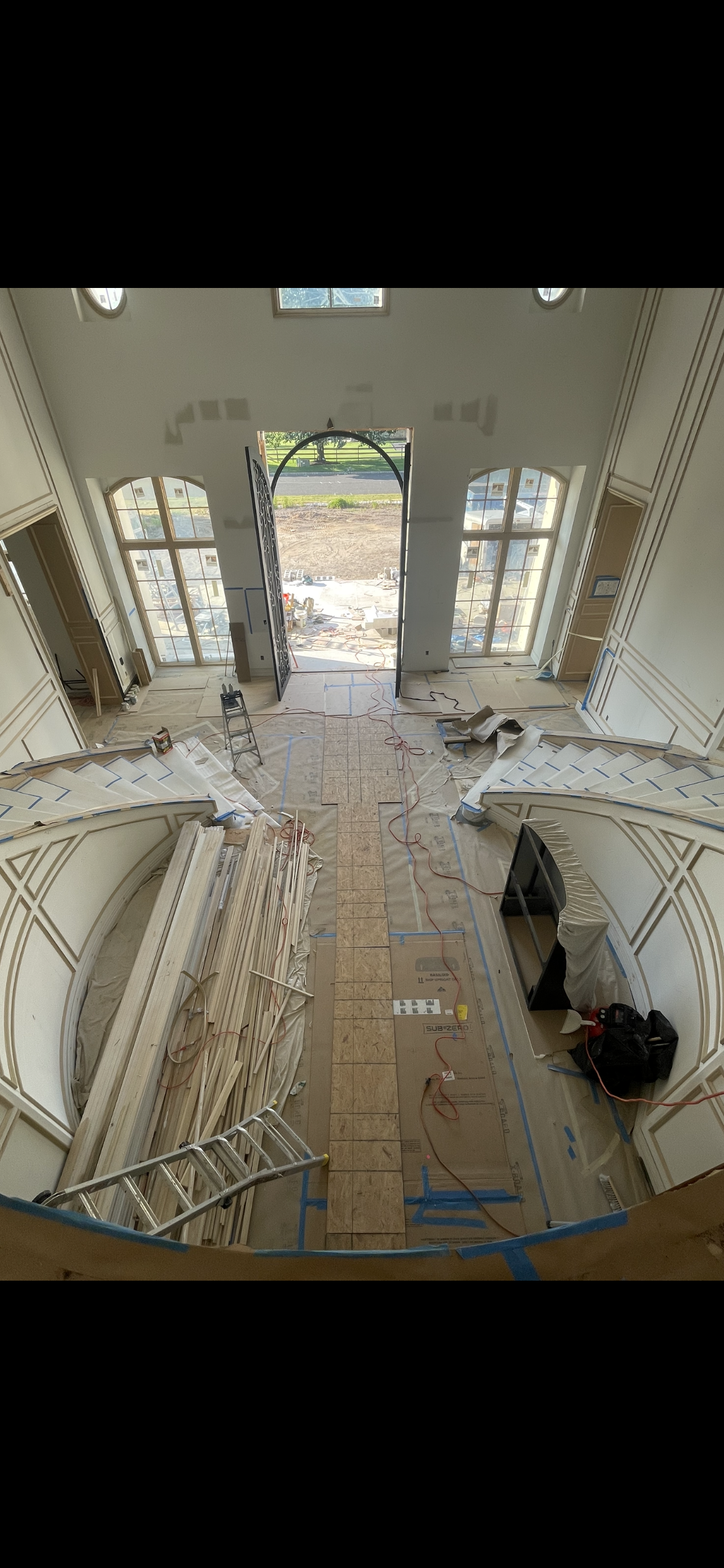 New Jersey custom estate under construction with transitional interior design.