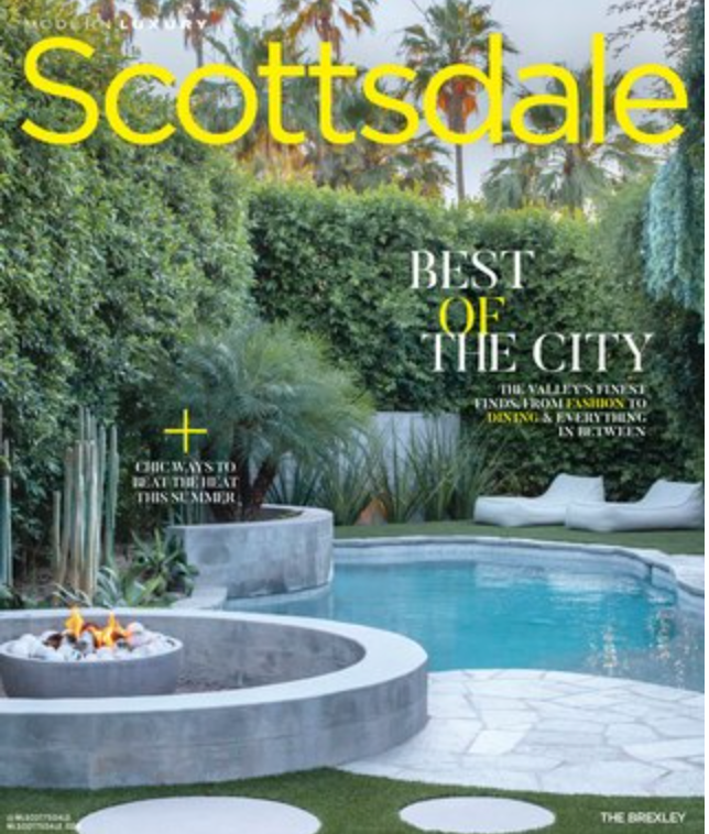 The cover of scottsdale magazine features a swimming pool