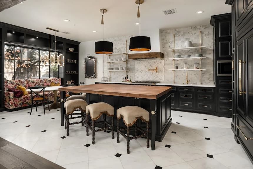 Two-Tone Kitchen Cabinets Two-tone kitchen with white cabinets for contrast