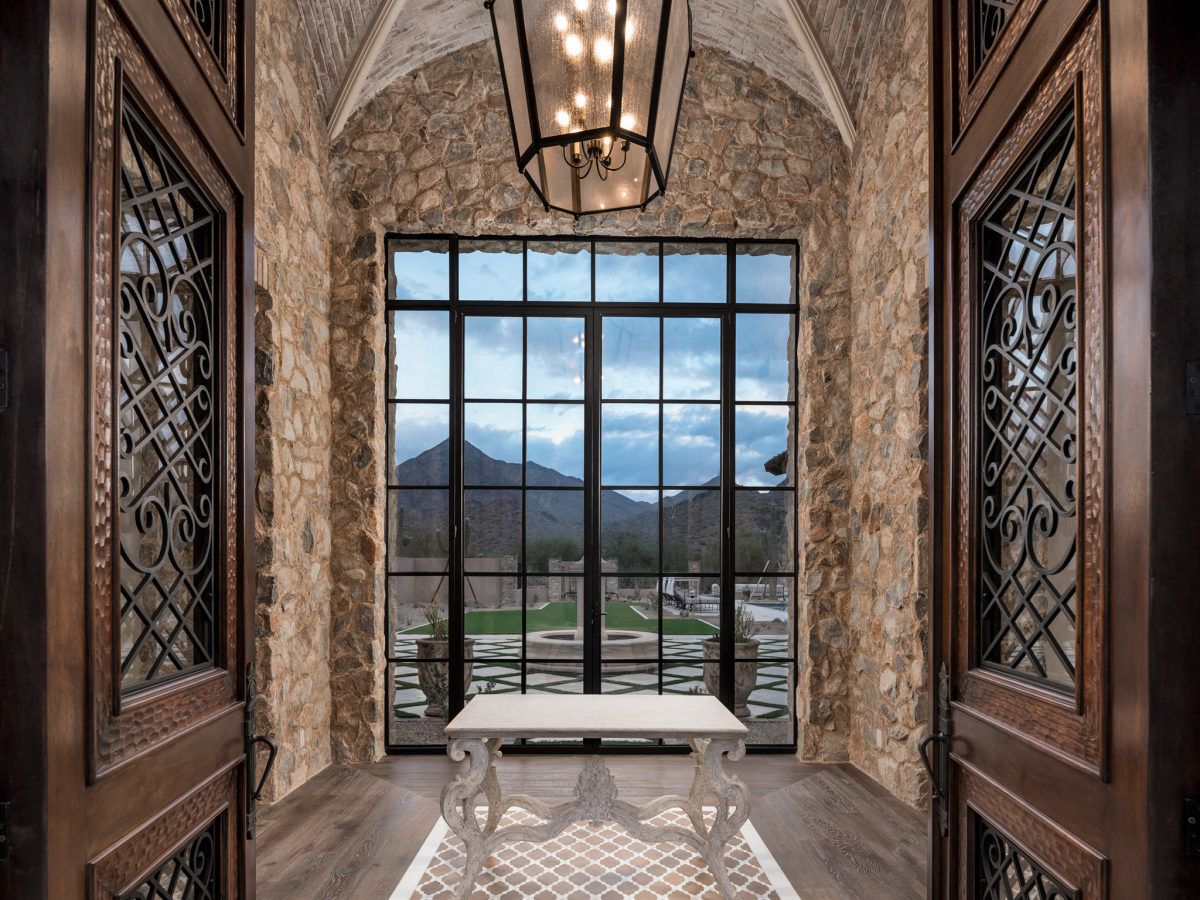 Luxury foyer with scenic mountain views
