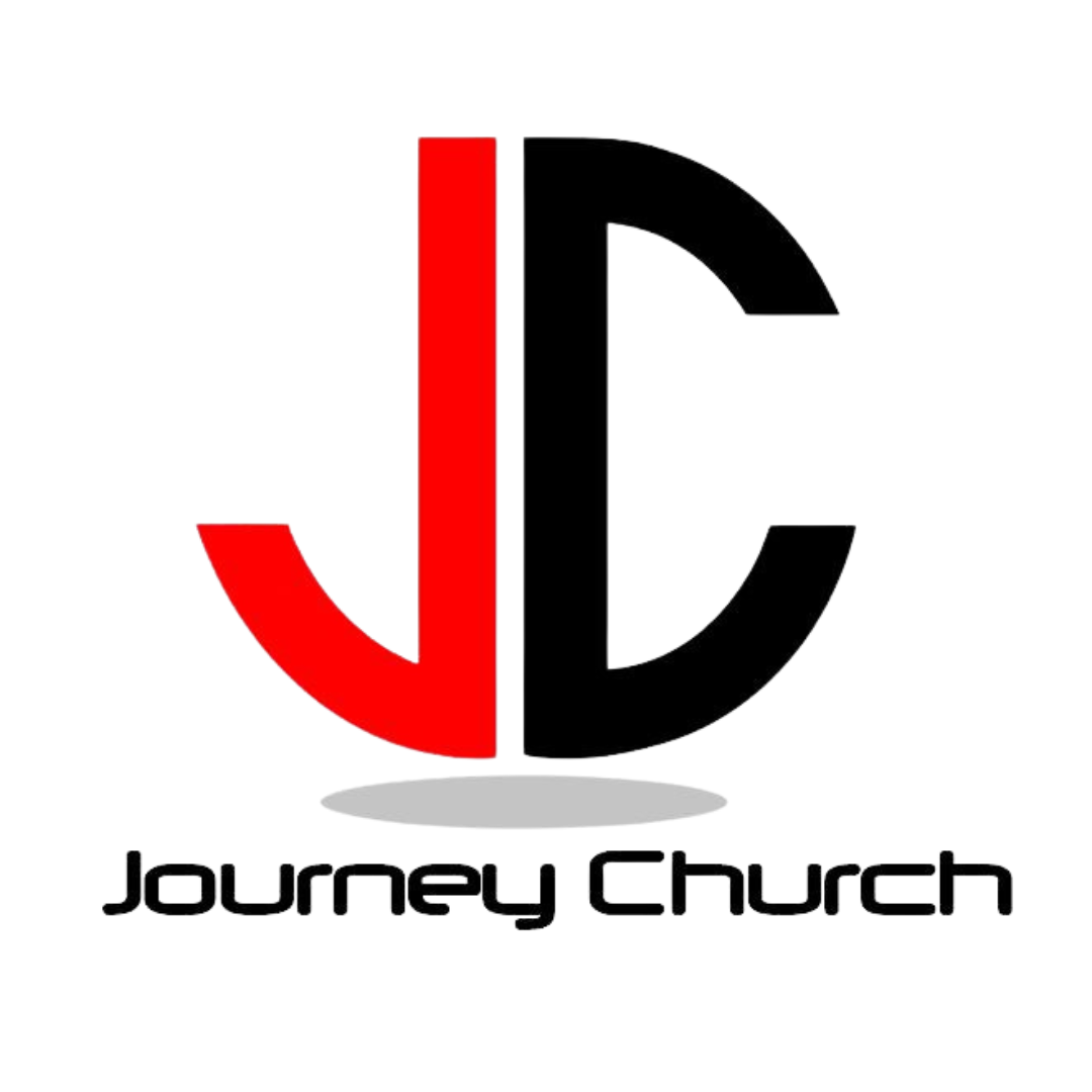 A red and black logo for journey church