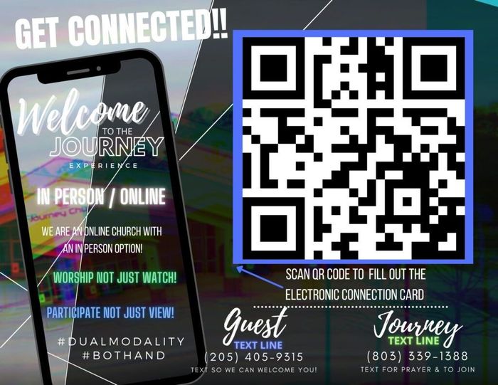 A qr code on a phone that says get connected