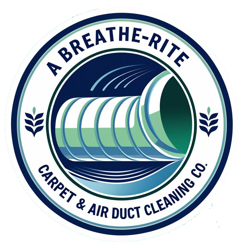 Logo for A Breathe-Rite Carpet & Air Duct Cleaning Co. features a blue and green air duct.