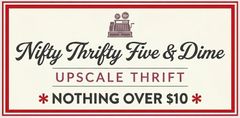 Logo for Nifty Thirty Five & Dime Upscale Thrift with red border and &ldquo;Nothing over $10&rdquo; tagline