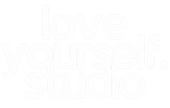 Faint white text reading &ldquo;love yourself studio&rdquo; on a white background