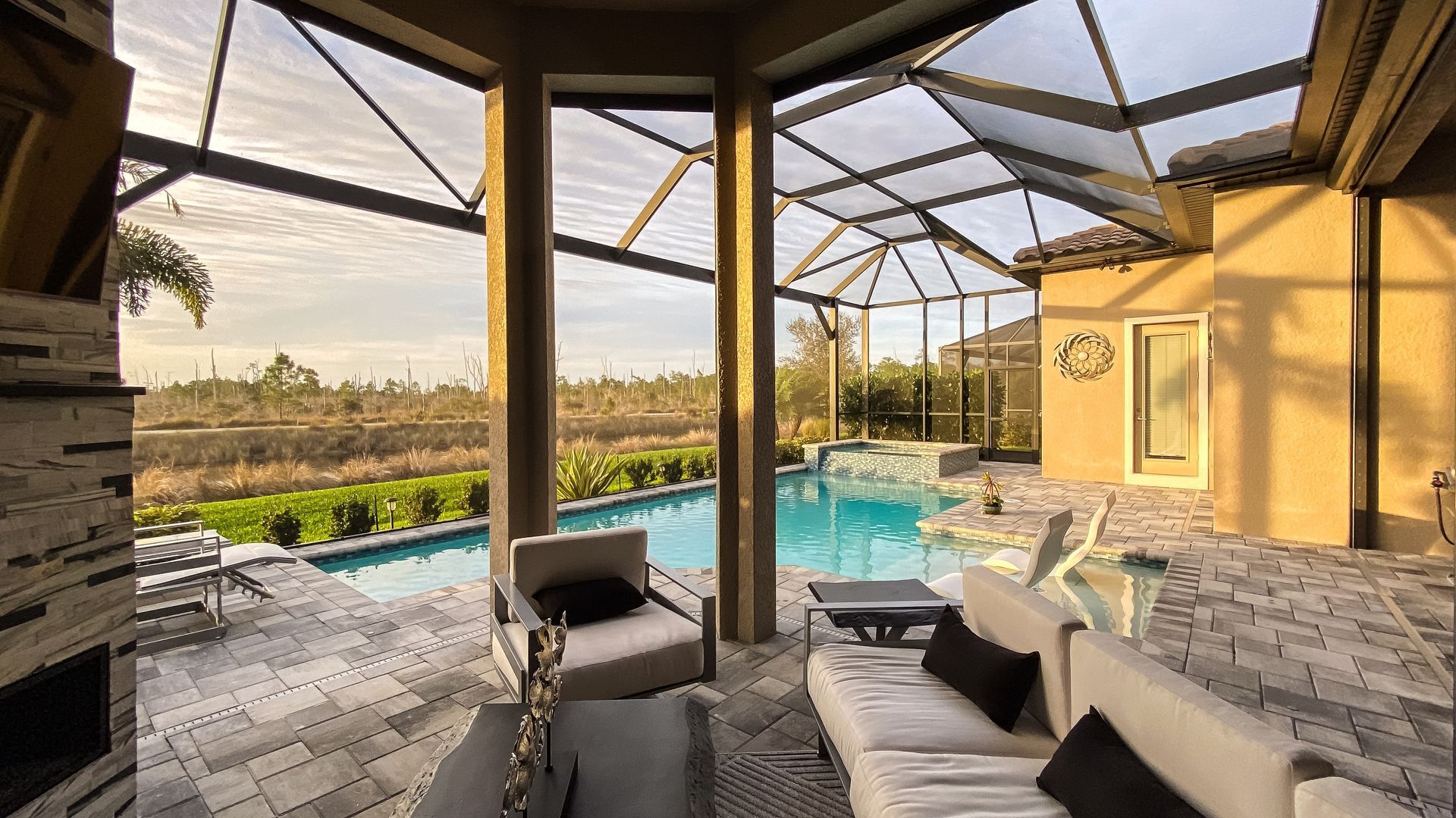 Screened pool area