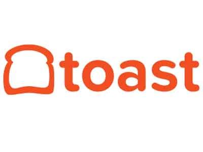 Toast logo: Orange outline of bread slice next to the word