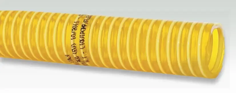 Tubo giallo flessibile in PVC per liquidi e sostanze chimiche.