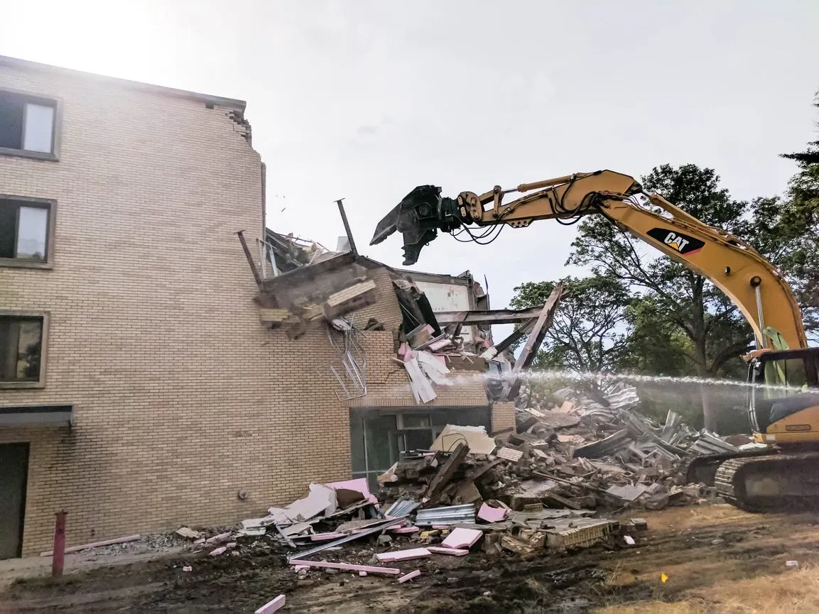 Building demolition in Davenport, Iowa.