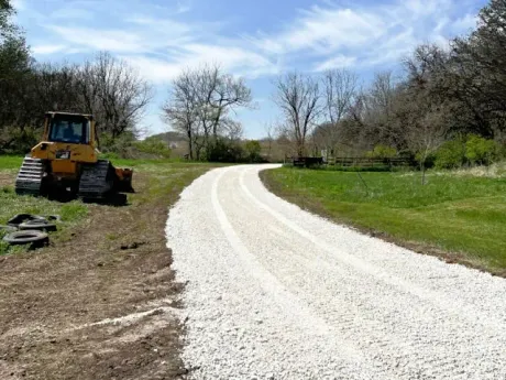 Gravel driveway construction outside of Bettendorf, Iowa.