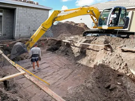 Basement excavation in Davenport, Iowa.
