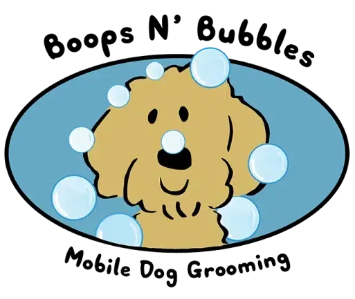 A logo for Boops N' Bubbles mobile dog grooming
