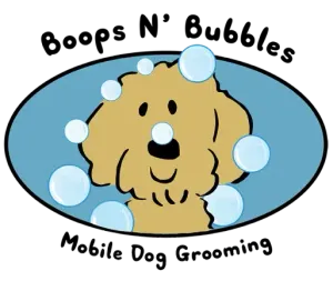 A logo for Boops N' Bubbles mobile dog grooming