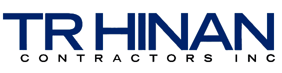 The logo for trhinan contractors inc. is blue and white