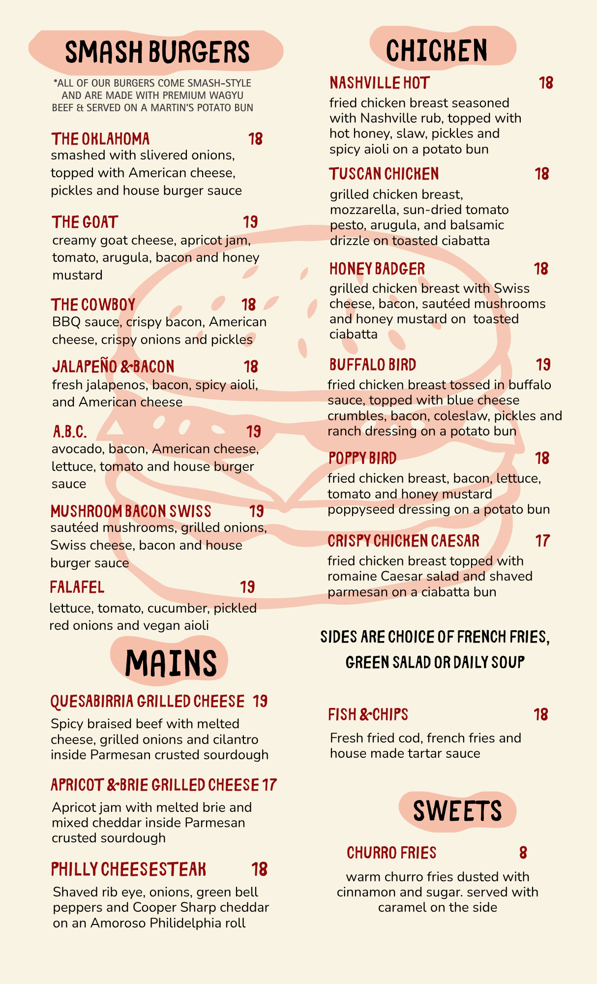 The olde alehouse menu