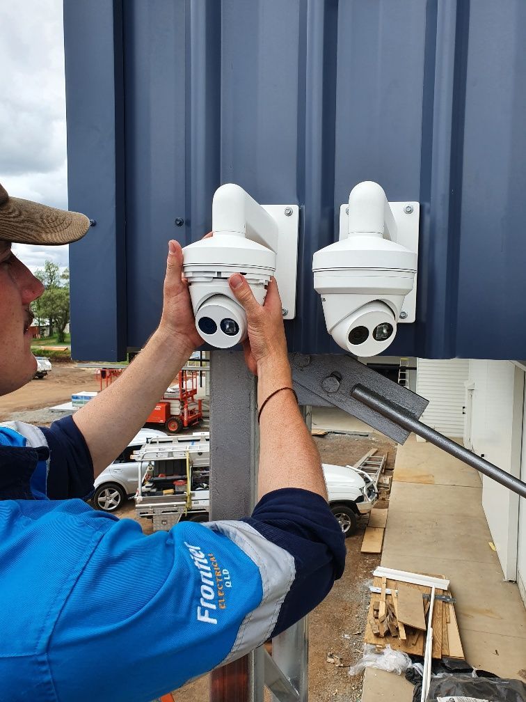 Dual Outdoor CCTV Cameras Being Installed - CCTV Camera Systems in Toowoomba, QLD