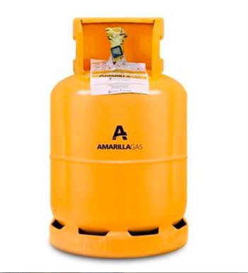 Cilindro de gas Amarilla amarillo sobre fondo blanco