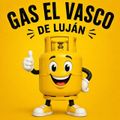 Mascota de bombona de gas amarilla haciendo el gesto de aprobación con el pulgar bajo el texto “Gas El Vasco de Luján” sobre un fondo amarillo.