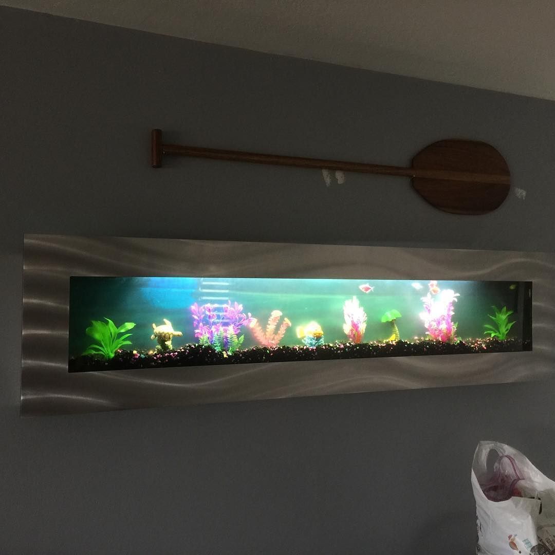 A fish tank with a paddle hanging above it