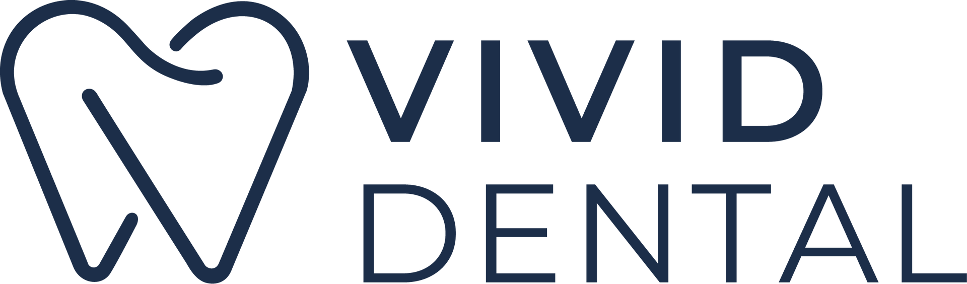 Logo for Vivid Dental, featuring a stylized tooth icon and the words 
