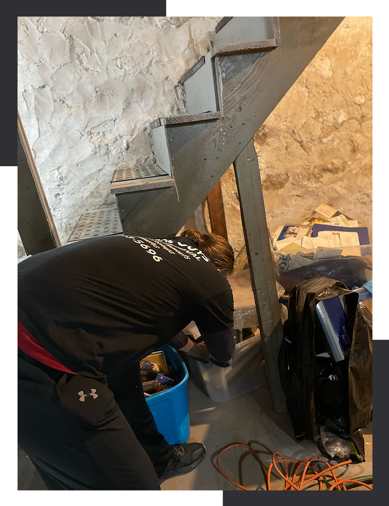 man removing useless stuff