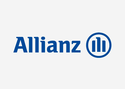 O logotipo da Allianz é azul e branco em um fundo branco.