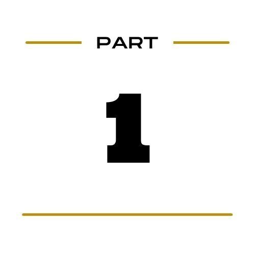 The number 1 is on a white background with a gold line.