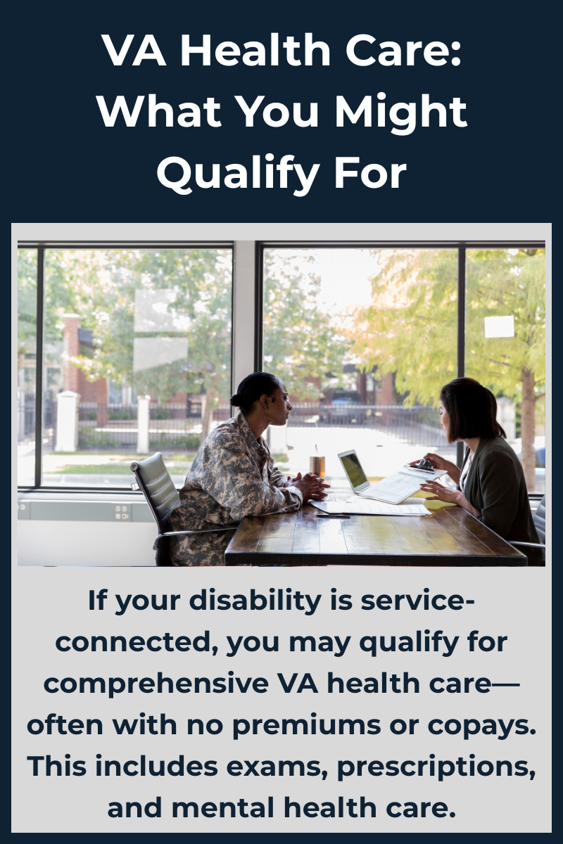 Two women are sitting at a table talking about va health care