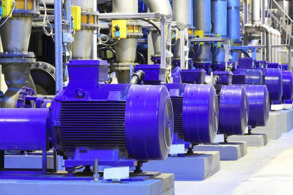 Row of Blue Industrial Electric Motors — Max Fox Electrical in Quirindi, NSW