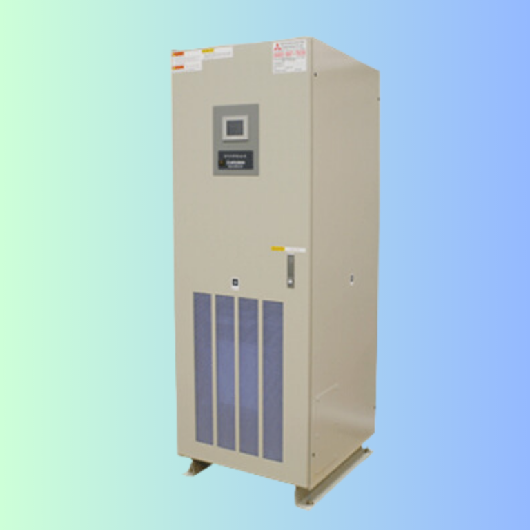 A tall, light-beige floor-standing industrial cabinet with a digital interface panel and a bottom ventilation grill.